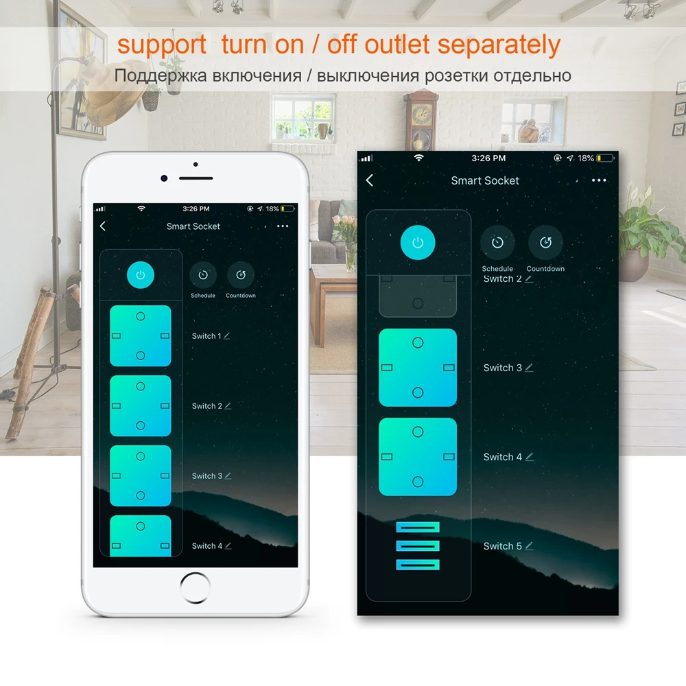 WiFi смарт Мощность полосы Стабилизатор напряжения 4 штепсельная вилка