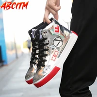 high top mens sneakers platforms lace up mens shoes casual men sneakers fashion gold man canvas shoes big size tennis shoe b39