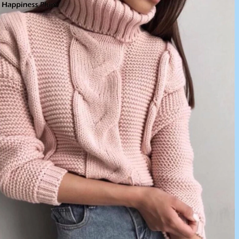 

Womens Sweaters Turtleneck Sweater Women Autumn Winter Casual Short Sweater Knitted Pullovers Sweater Female Pull Femme