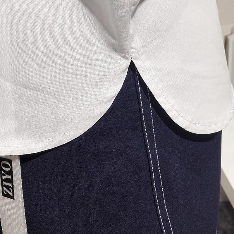 

Shirts Women Leisure Nine Quarter Sleeve Solid Design Simple Ins Daily Korean Style Teenagers Fall 2021 Feminino Clothing White