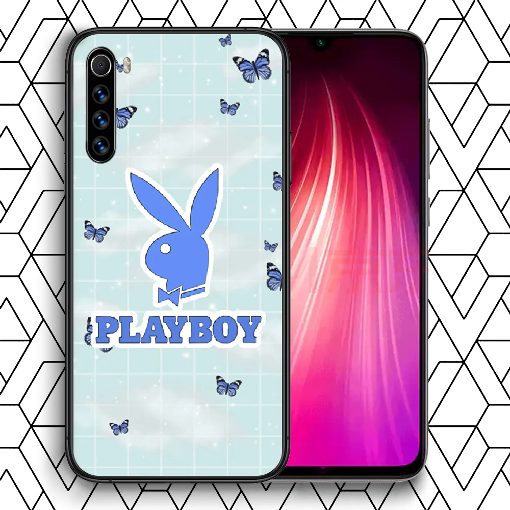 

Playboy RabbitBrand Phone Case For Xiaomi Redmi Note 7 8 8T 9 9S 4X 7 7A 9A K30 Pro Ultra black Cell Fashion Back Silicone