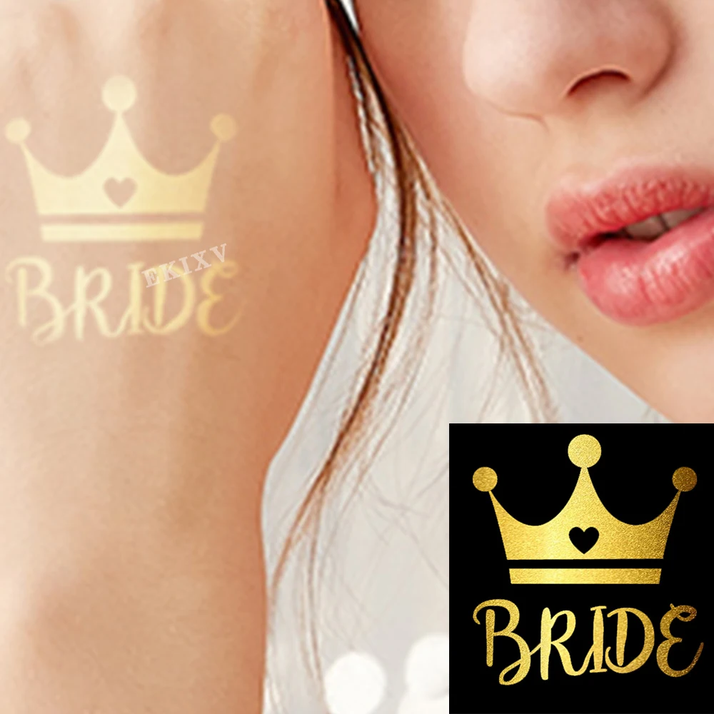 Водостойкие поддельные татуировки корона для кладки Временные бронзовые