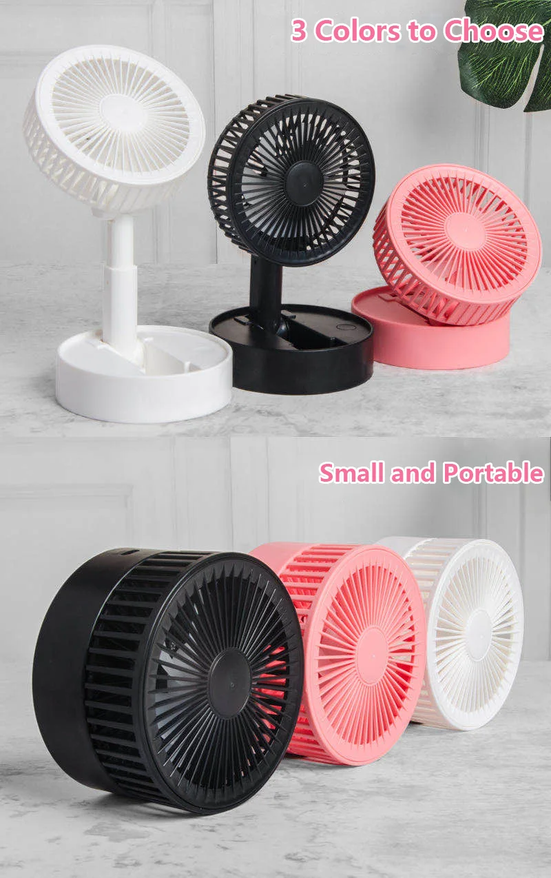 Складной телескопический вентилятор USB перезаряжаемый портативный компактный