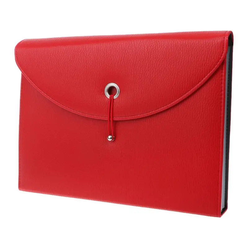 

G92E Fashion A4 Business Bag Men Lady Leather Pouch Paper File Folders Package Messenger Bags 13 Layers