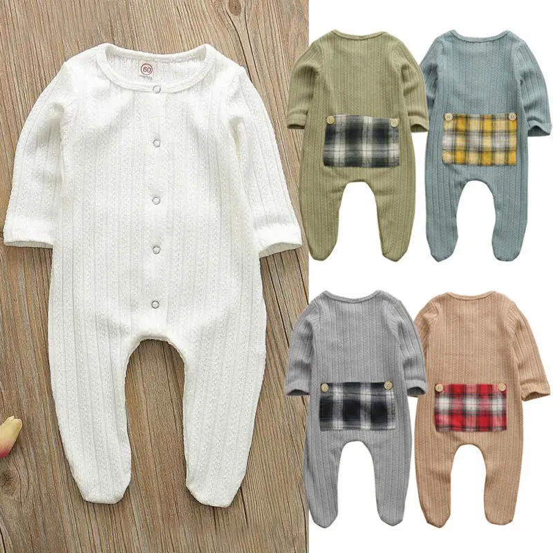 Dropship 0-9M Baby Boys Girls Kid Knitted Footies Newborn Cotton Clothes Toddler Long Sleeve Jumpsuit Autumn Winter Outfit | Детская