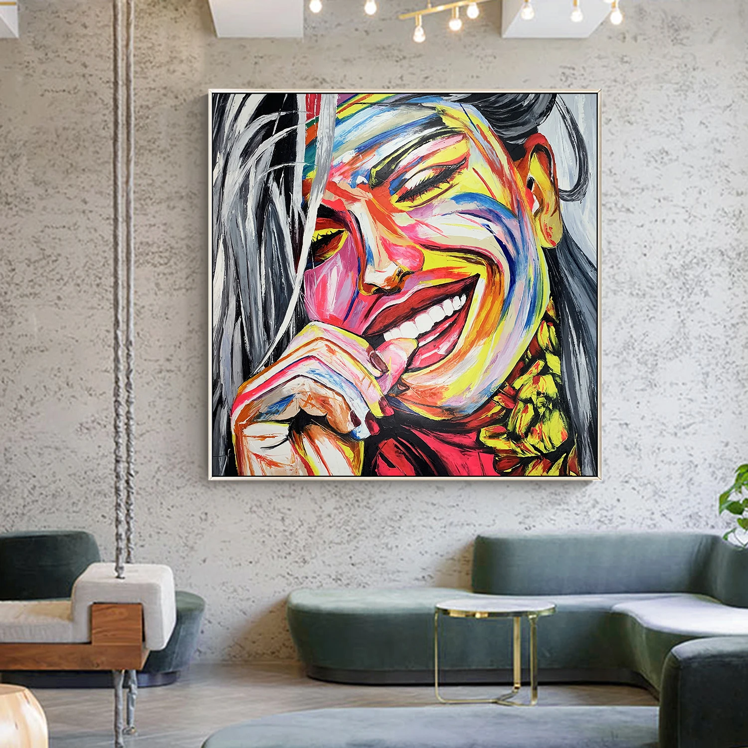 

Hand Painted Francoise Nielly Palette Knife Portrait Face Canvas Oil Painting Living Room Decorative