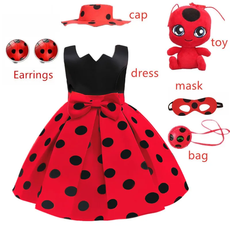 Карнавальное платье для девочек на день рождения красная жука игрушки ретро