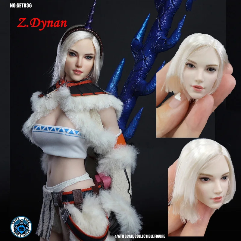 

in stock 1/6 Scale beautiful girl Female Head Sculpt Sexy Female Hunter Head Carving For 12" TBLeague pale body dolls SET036