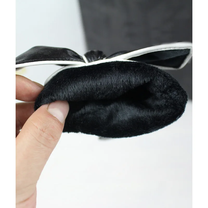 Кожаные перчатки женские зимние мотоциклетные теплые бархатные толстые