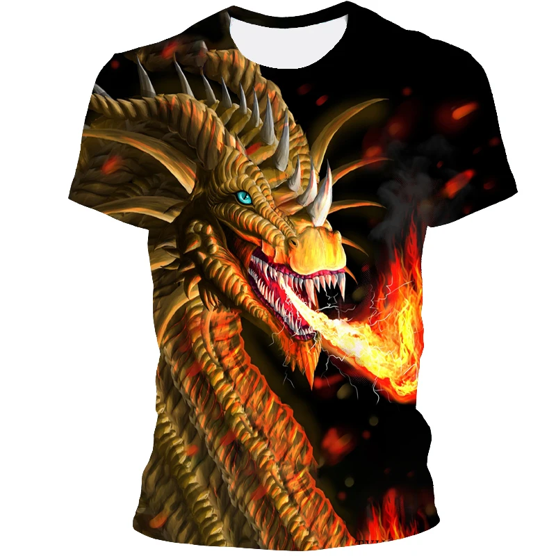 

In 2021, The New Summer Casual Short-Sleeved Dragon T-Shirt Male And Female Dragon 3D Printed T-Shirt