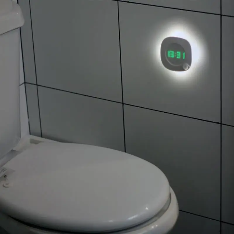 

Night Light with Clock Motion Sensor Wall Magnetic LED Night Lamp for Bathroom Bedroom Toilet Battery/USB Rechargeable