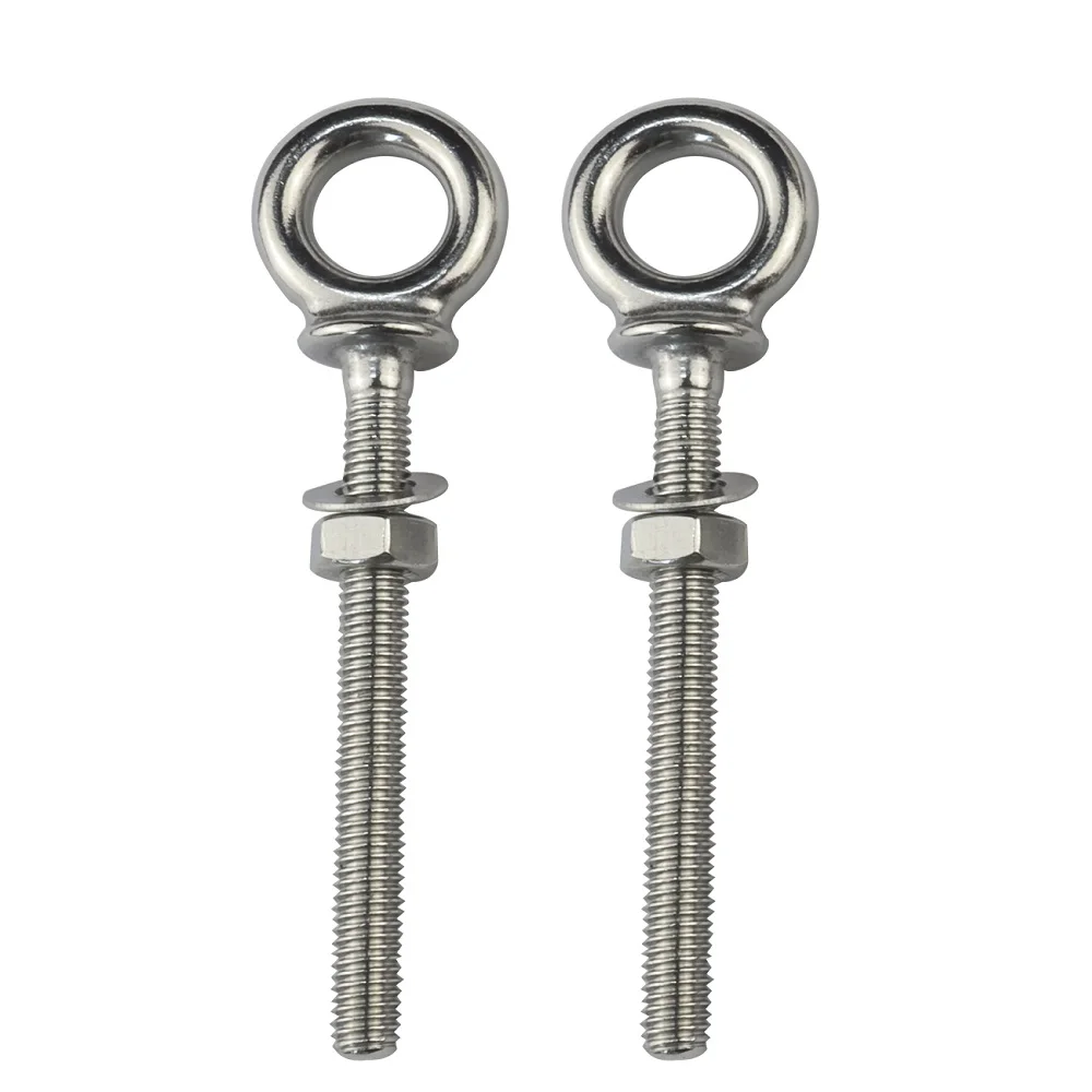 

2PCS 316 Stainless Steel Long Shoulder Pattern Machinery Eye Bolt M6 M8 M10 Rigging Hardware Heavy Duty Shoulder Nut Eye Bolt
