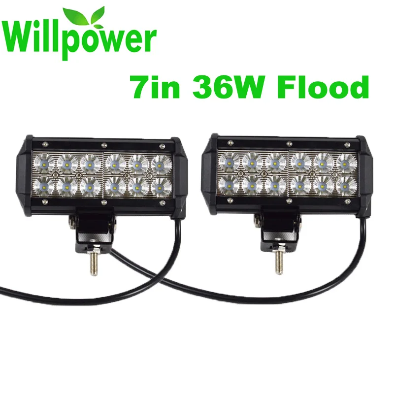 2PCS Flood Точечный луч 36 Вт 7 дюймов автомобиля 3400lms водонепроницаемый, работающего на постоянном токе 12 В в 6000 К 4х4 внедорожный светодиодный прямоугольная точечная лампа 12 вольт - Цвет: 2PCS Flood
