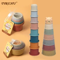 baby plastic stacking cup toys baby early educational toys stacking tower montessori toys baby bath toys children gift