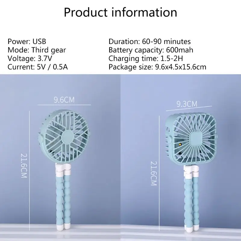 

Mini Stroller Fan, 600mAh Personal Portable Desk Handheld Baby Bed Car Seat Fan USB Rechargeable Battery Operated Fan for Office