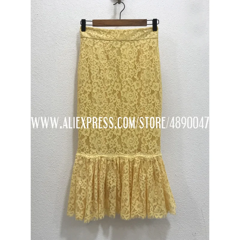 

Lace skirt fashion high-quality ladies slim A-line slim hip skirt high waist mid-length skirt silk lining