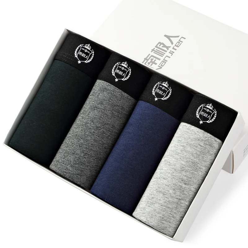 4pcs/lot Men's Underwear Boxers  Male Panties Cotton Breathable Man Boxer Solid Underpants Comfortable Brand Shorts Mens Boxers