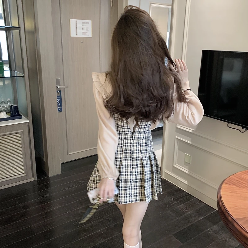 Блузка во французском стиле свободная универсальная рубашка с длинным рукавом +