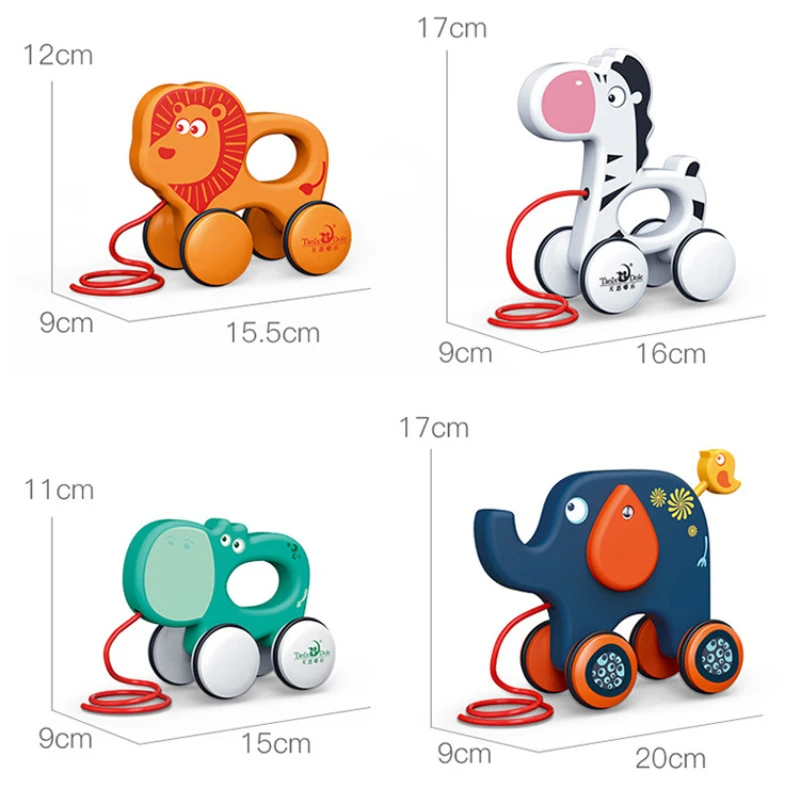

Dragging Baby Toddler Toys To Pull Animal Puppies Giraffe Baby Early Teaching Walker Toys Baby's Sports Partner Montessori Toy