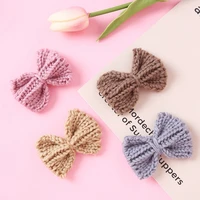 woolen knitted baby hair clips girl bowknot barrettes for children braid hairpin infant kawaii accessories ins party side pins