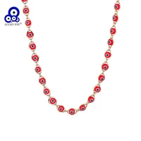 lucky eye multi color turkish evil eye necklace stainless steel long chain necklace for women girls men fashion jewelry le865