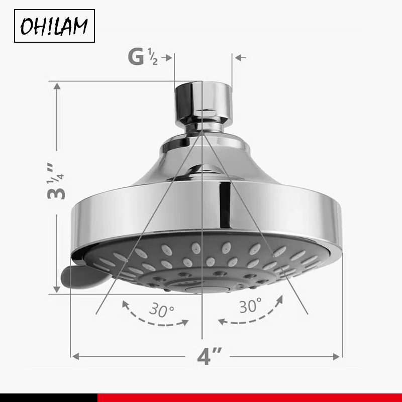 high pressure fixed shower head 5 setting bathroom showerhead 4 inch high flow shower head adjustable metal swivel ball joint free global shipping