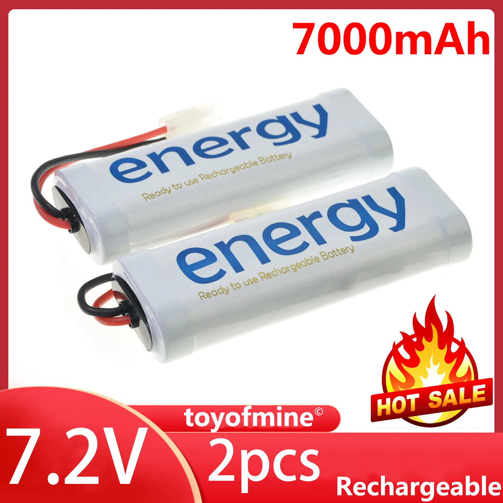 

2x Energy 7.2V 7000mAh Ni-Mh Rechargeable Batteries RC Tamiya Plug White For RC Car Truck Buggy Boat Tank Airplane Helicopter