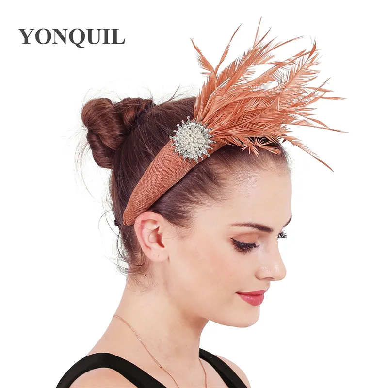 Повязка на голову женская Вуалетка в виде лебедя маскарада с темно-персиковыми