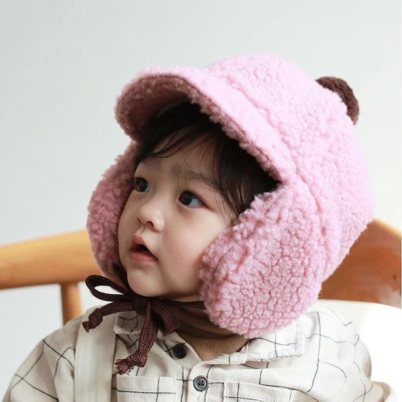 

Baby Autumn/Winter Hat Infant Winter Warm Plush Ear Protector Hat Baby Cap Peaked Cap Baby Kids Accessories