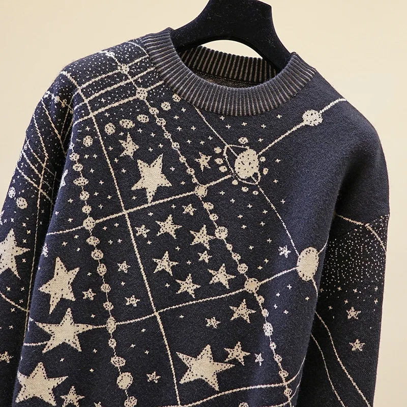 Свитер женский жаккардовый с длинным рукавом Осень-зима 2020 | Женская одежда