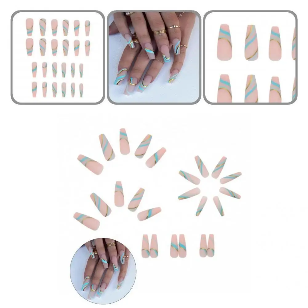 

1 Set Fake Nails Unique Multi-Color Smooth Extra Long Artificial Nail Tips for Beauty Salon Fake Nails Artificial Nail Tips