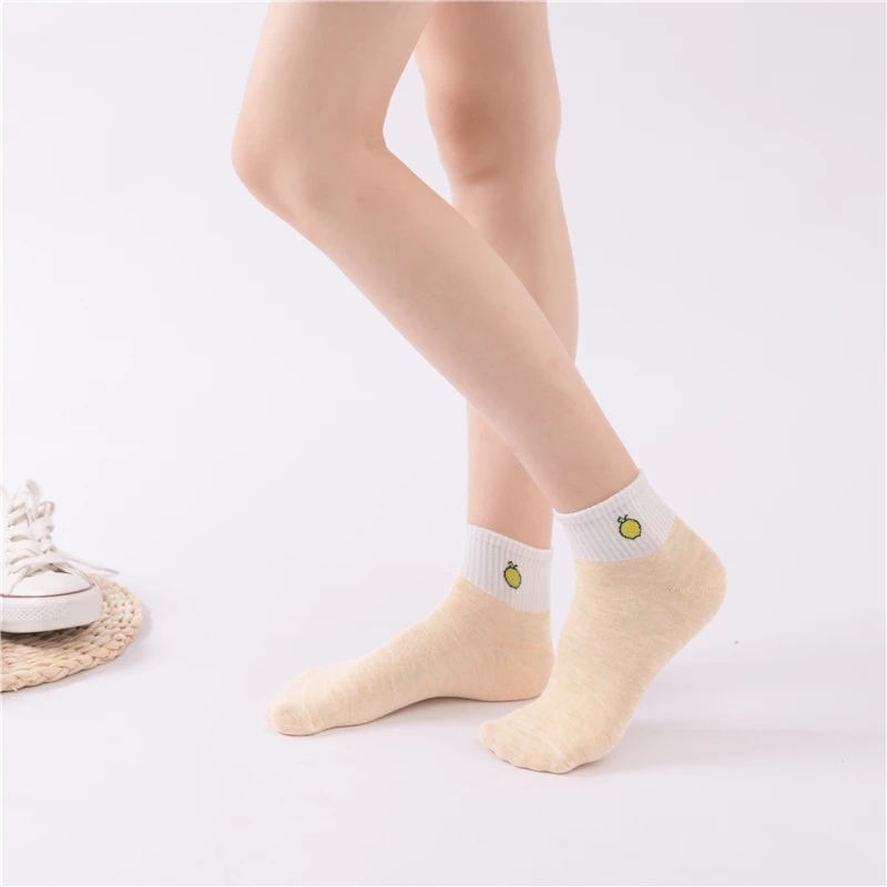 Новые женские милые Мультяшные фрукты носки до лодыжки Девушки Счастливые для