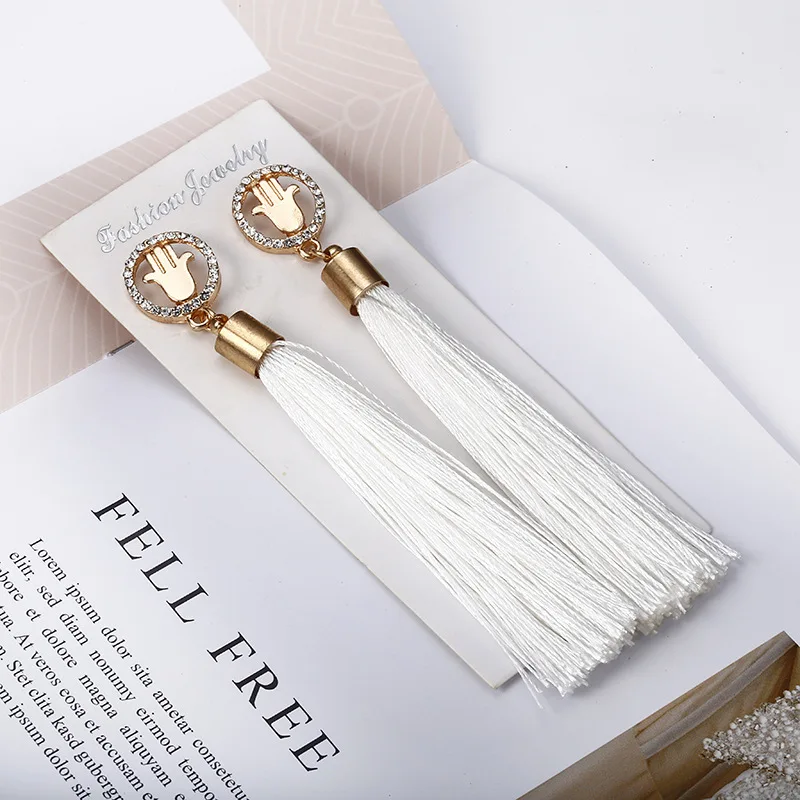 Женские длинные висячие серьги CARTER LISA белые синие красные розовые из шелковой