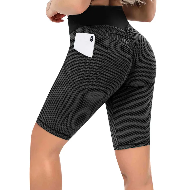 Yoga pants Women fitness Booty lifting shorts high waist abdomen mesh side pockets peach hip tight gym leggings 5 colors S-XL