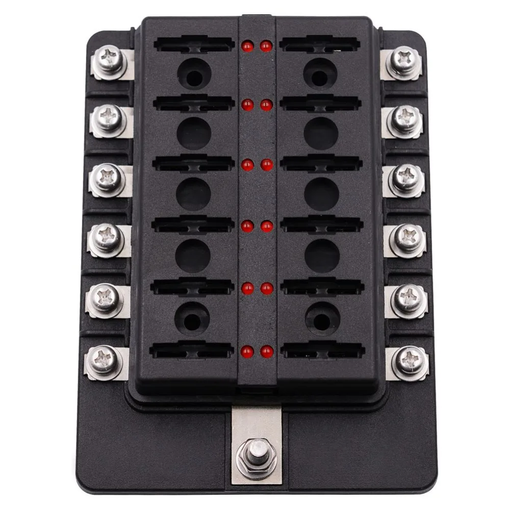 12 Way Blade Fuse Box Block Holder With LED Warning Light Kit 12-32V CZ | Автомобили и мотоциклы