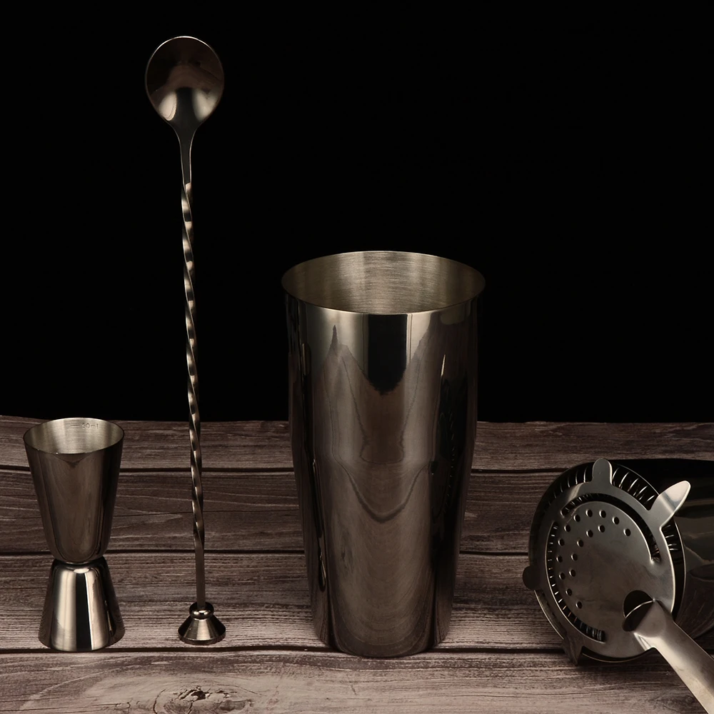 Горячая продажа 4 шт пистолет черный нержавеющая сталь шейкер набор для бара