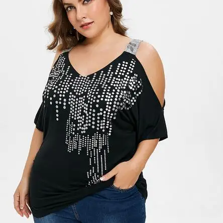 Мешковатый топ размера плюс 5XL сексуальные топы с открытыми плечами рубашка