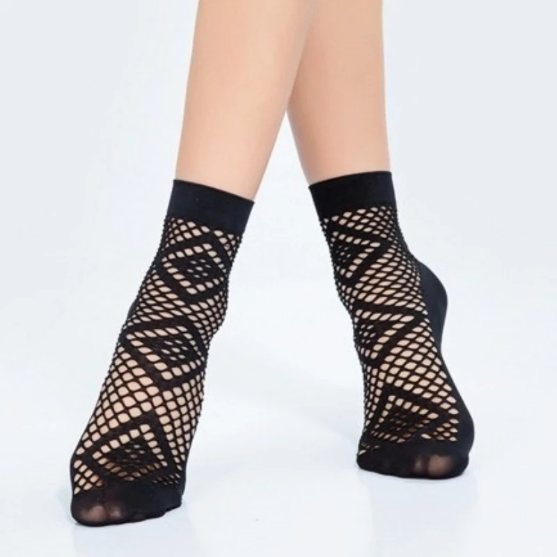 Черные кружевные носки женские винтажные Ажурные крючком Лолита винтажный стиль