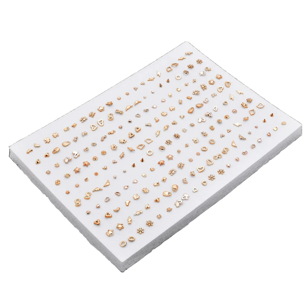 E1727 100 pairs 100 пар/компл. чехол с изображением сердечка цветка стразы серьги-гвоздики комплекты для Для женщин платья золотистого цвета для Цвет геометрические акриловые небольшые вечерние серьги - Окраска металла: E1727 100 pairs