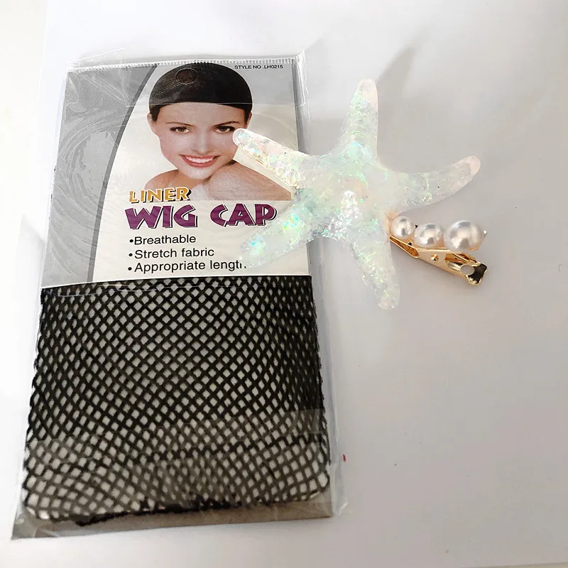 

Halloween women Litter Mermaid cosplay Wig Pincess Ariel red wavy hair Role Play red styled wig with starfish hairpin