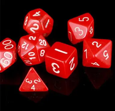 RED 7 шт./пакет многогранные кости набор D4, D6, D8, D10, D10%, D12, D20 красочные аксессуары для Настольная игра RPG Подземелья и Драконы DnD MTG - Цвет: RED