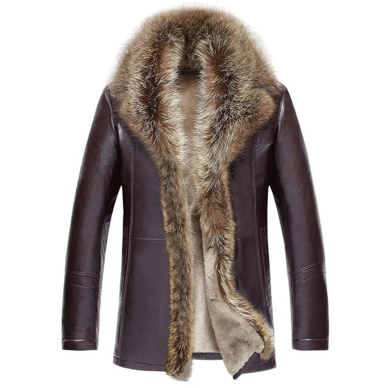 

Luxury Fur Collar Winter Jacket Coat Real Fur Leather Overcoats Plus Size 6XL 5XL Shearling Velvet Fur Jacket Dress Suit Coats