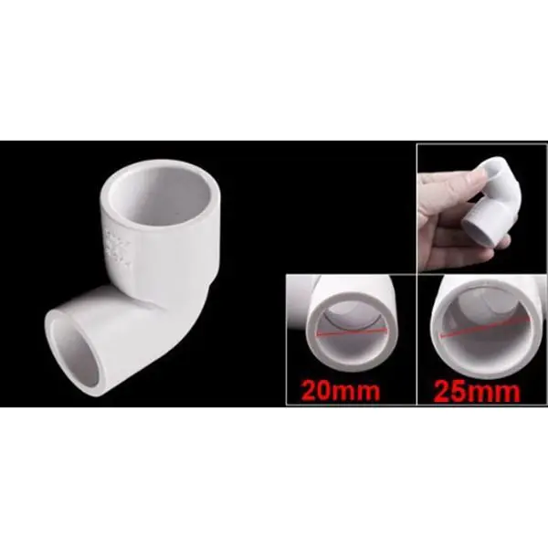 Белый PVC U 20 мм до 25 водопровод прямоугольный локоть соединитель Адаптер|Фитинги
