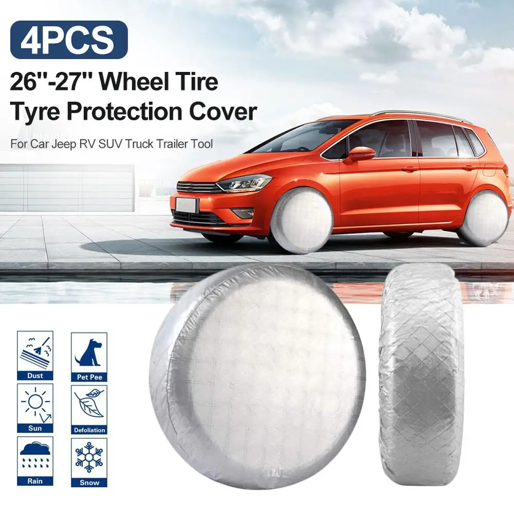 

4PC 26"-27" Wheel Tire Tyre Protection Cover for Car Jeep SUV Car Tire Storage Bags Aluminum Film Auto Tyre Accessories