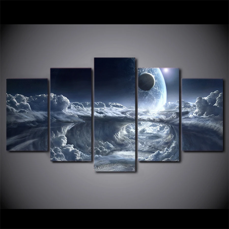 

HD Printed 5 Piece Canvas Art Alien Planet Moons Space Wall Pictures for Living Room Free Shipping