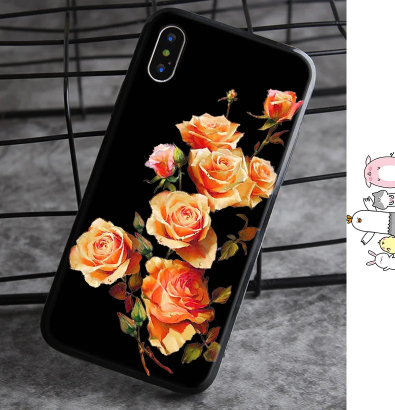 Для iphone 7 PLUS/6/6S/8 Plus силиконовый чехол черного цвета в винтажном стиле с красной