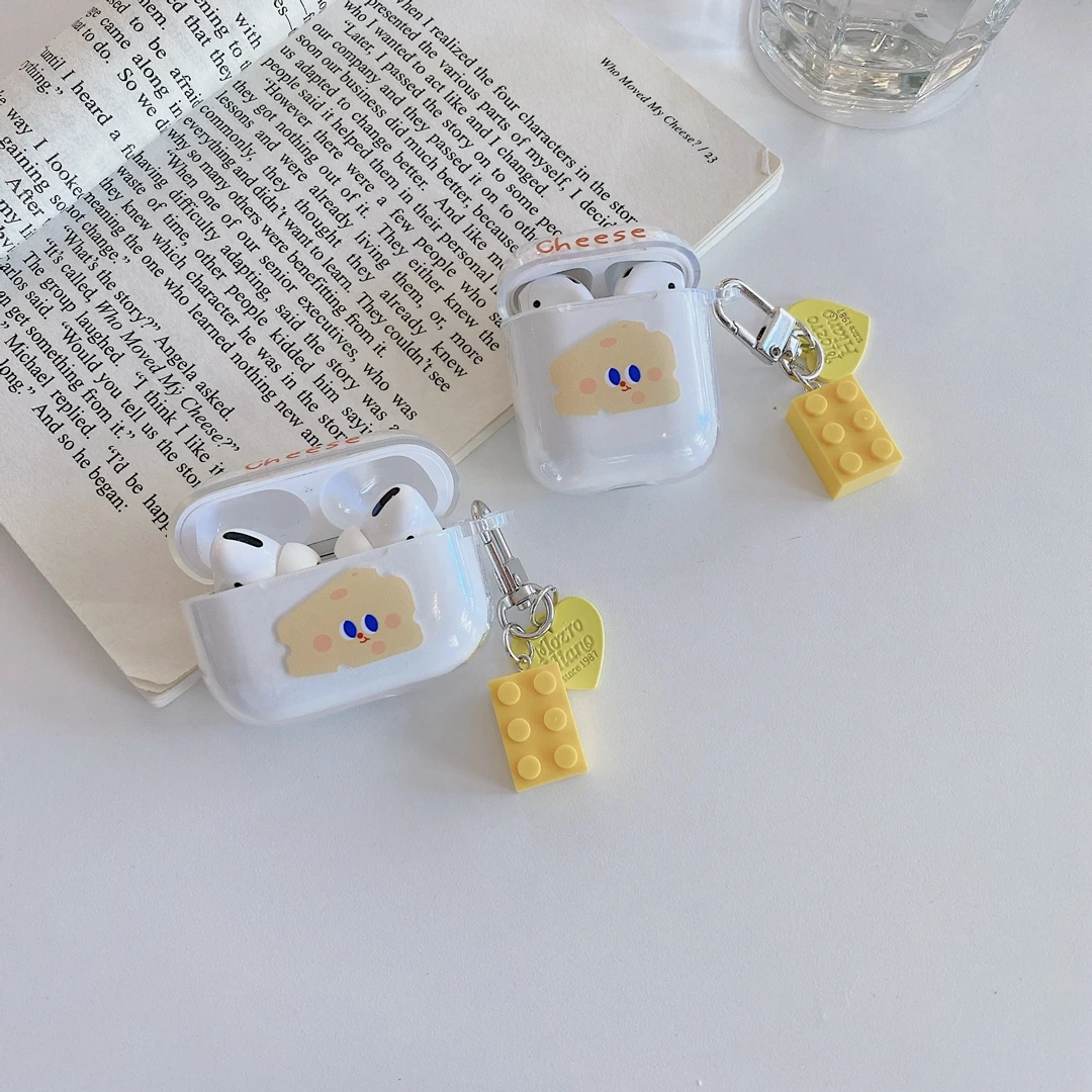 

For AirPods 2 Case airpod Pro 3 cute Sweet cheese artoon keyring headphone case For Air pods case clear silicone Earphone Cover
