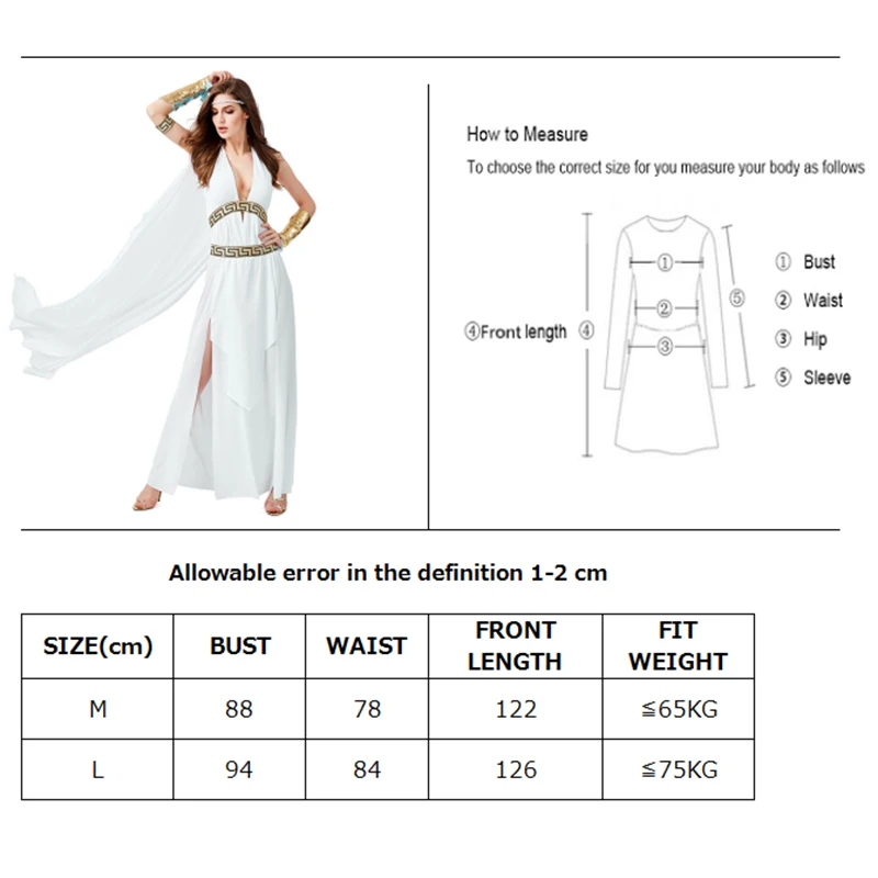 

NEW Lady Greek Myth Goddess Costume Elegant Sexy Halter Neck Robe Cosplay Carnival Halloween Fancy Party Dress