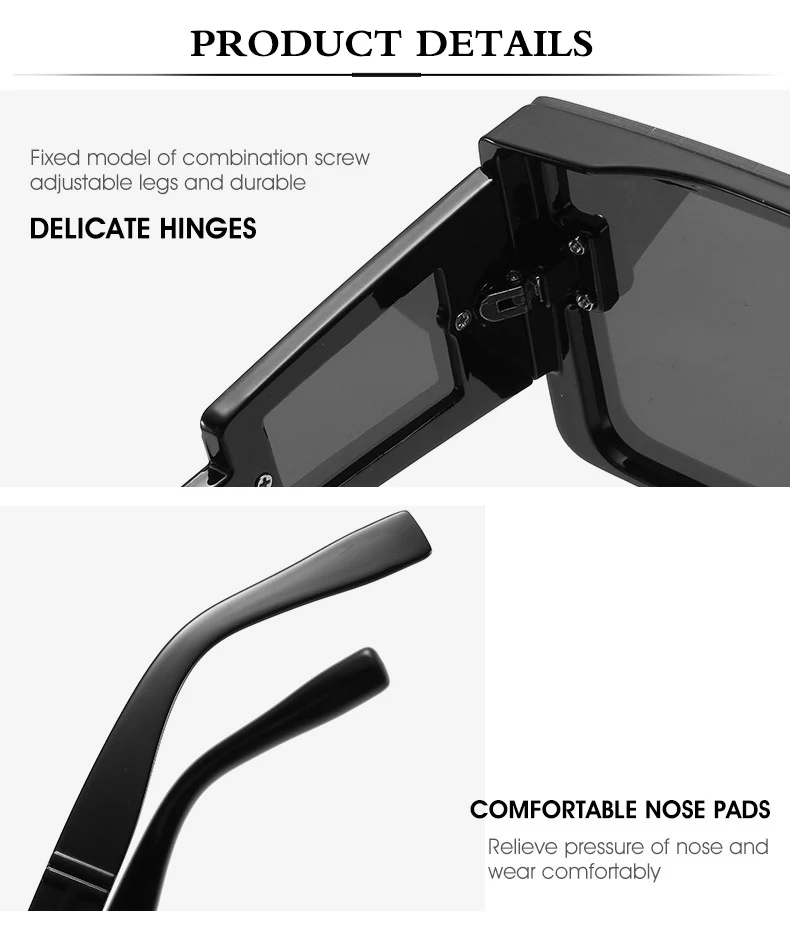 Übergroßen Goggle Platz Sonnenbrille Frauen Marke Steampunk Einem Stück Flachen Top Sonnenbrille Männer Vintage Großen Rahmen Brillen UV400 – Detail 14