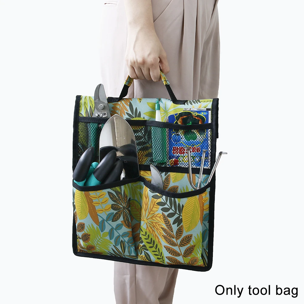 

Reusable Seat Storage Leaf Print Home Large Capacity Waterproof Tote Pouch With Handle Hanging Organizer Garden Kneeler Tool Bag